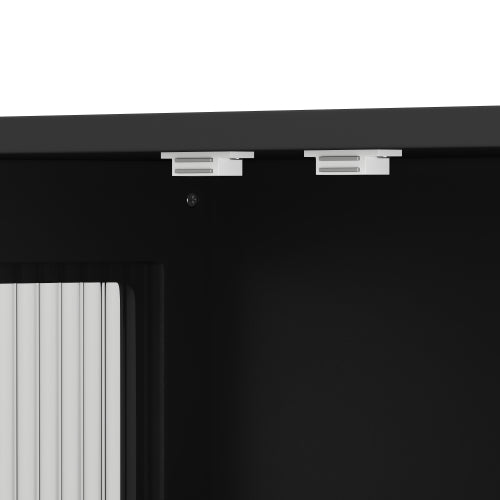 Bathroom Wall Cabinet, 3-Door Wooden Wall Cabinet with Open and Hidden Storage Space, Medicine Cabinet with Glass Door and Towel Bar for Entryway Living Room Bathroom Dining Room,Black