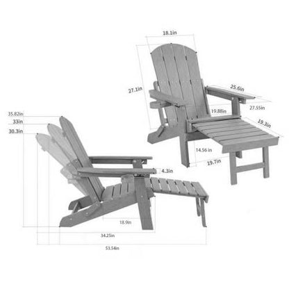 Lounge chair dark blue color, suitable for all seasons: Outdoor lounge chair, made of sturdy HIPS material, equipped with 304 stainless steel accessories.