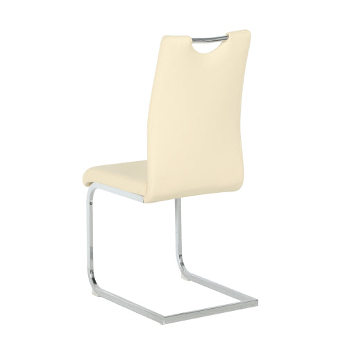 Set of 2 Light Yellow PU Dining Chairs with Metal Legs, Modern Upholstered Accent Chairs