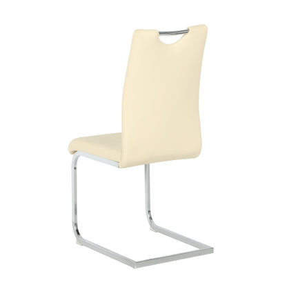 Set of 2 Light Yellow PU Dining Chairs with Metal Legs, Modern Upholstered Accent Chairs