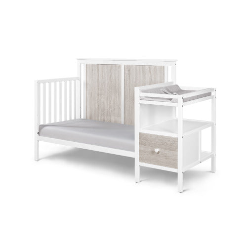 4-in-1 Crib and Changer Combo White/Rockport Gray
