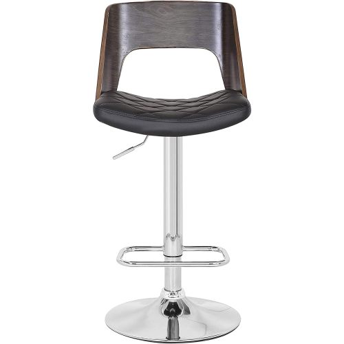 Modern Stylish Wood Back Adjustable Swivel Bar Stool with Diamond Quilted Finish Curved Seat and Back, Weathered Oak