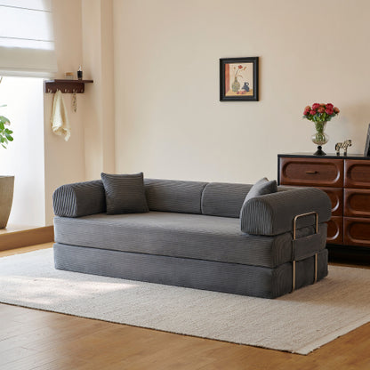 78.8 inch  Grey Corduroy Convertible Sofa Bed, Loveseat