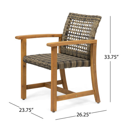 HAMPTON WOOD AND WICKER DINING CHAIR( SET OF 2 )