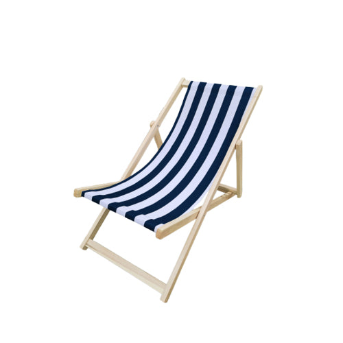 populus wood sling chair blue Stripe Broad blue Stripe (color: Dark blue) folding chaise lounge chair-2PCS