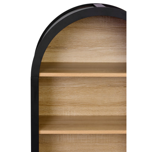 43 Inch Black Arched 4-Tier MDF Bookshelf Home Decorative Storage Display Shelf