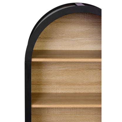 43 Inch Black Arched 4-Tier MDF Bookshelf Home Decorative Storage Display Shelf