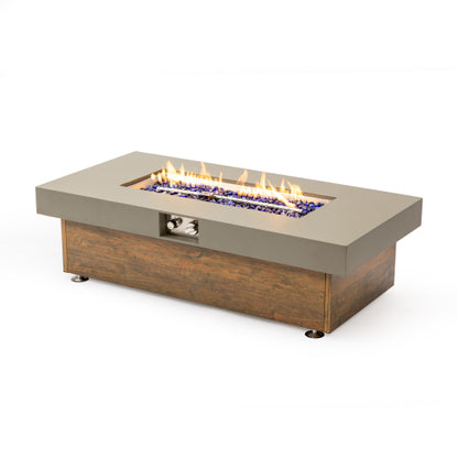 48_inch Iron Fire Pit Table with Wood Grain