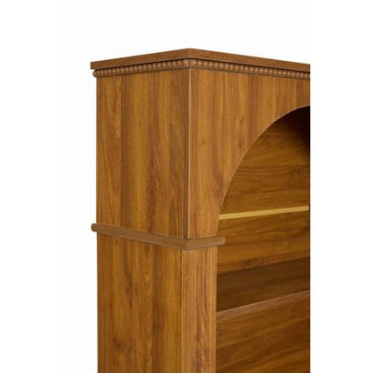 Light Walnut 3-Tier Arched Open Bookshelf Beaded Trim Eco-Friendly Wood Living Room Hallway Display Shelf