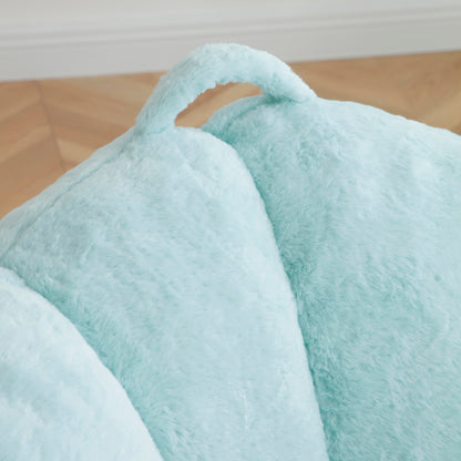 Oversized Shell-Shaped Faux-Fur Bean Bag Chair with Footstool for Adults & Kids