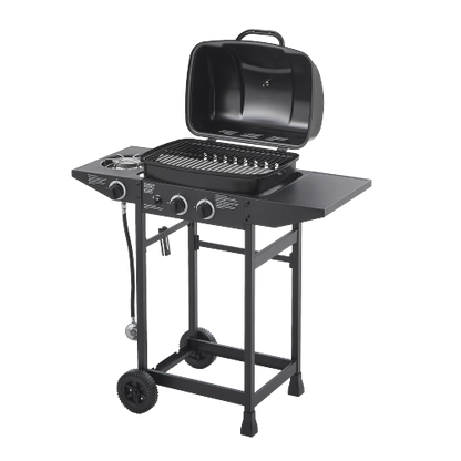 2 Burner BBQ Propane Gas Grill with Side Burner 24000 BTU Output Stainless Steel Barbecue Grill with Enameled Grates and Side Tables for Outdoor Cooking Kitchen and Patio Backyard