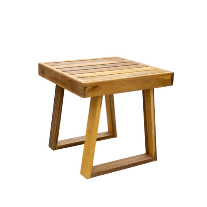 STYLE Acacia Wood Outdoor Lounge Set - Chair and Ottoman with Removable Cushions