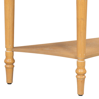 Half Moon Console Table with Drawer & Shelf - Rustic Accent Table, Sofa Table for Entryway, Living Room, Hallway and Foyer (Natural)