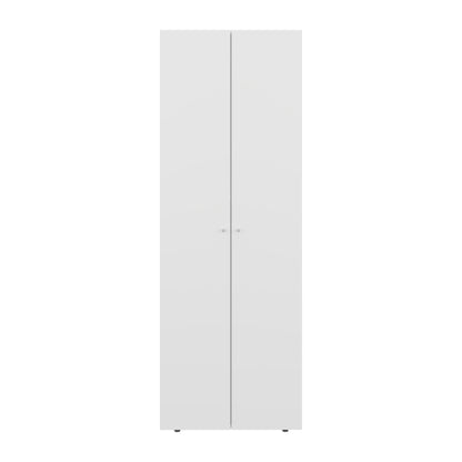 Home 2 Doors Closet System Armoire, Hanging Rod and Storage Shelf, Modern Armoire for Bedroom Organization Storage, White