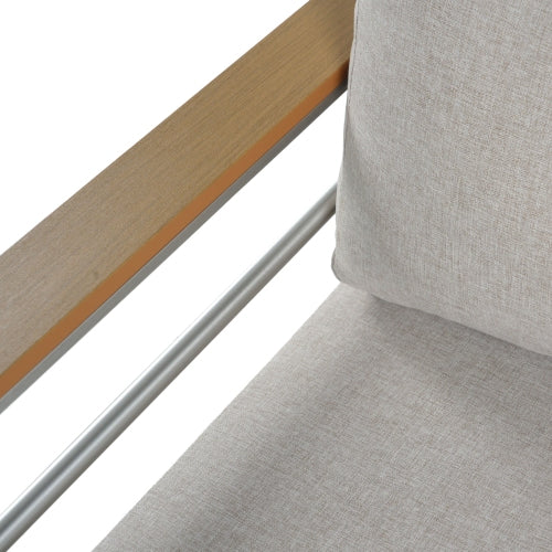 Cora Outdoor Aluminum Club Chair, Silver Finished Frame with Beige Cushion, 1PC