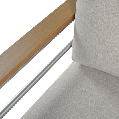 Cora Outdoor Aluminum Club Chair, Silver Finished Frame with Beige Cushion, 1PC