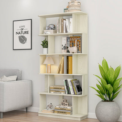 64.56 Inch 5-Tier Open MDF Bookshelf Free Combination Anti-Tip Design Multi-Color Household Display Shelf