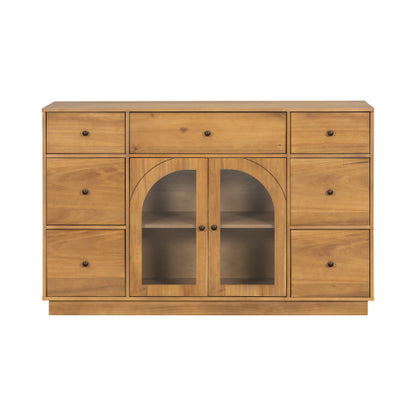 Natural Storage Cabinet with 7 Drawers and 2 Doors
