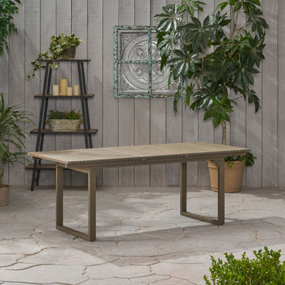 Outdoor Expandable Acacia Wood Dining Table, Gray