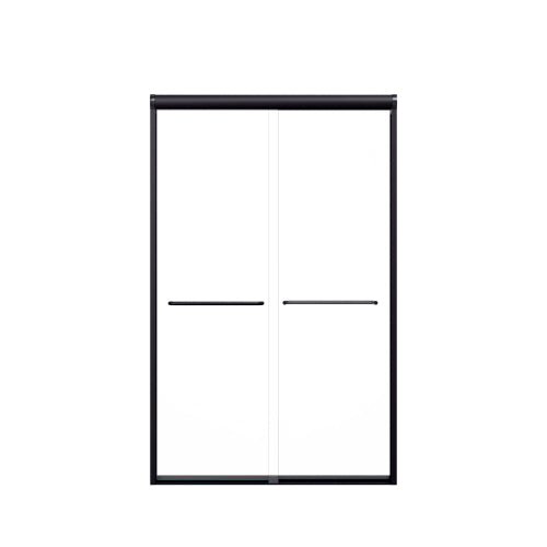 44"-48"W*72" H Semi-Frameless Double Sliding Shower Door, Bypass Shower Door, 1/4" (6mm) Thick SGCC Tempered Glass Door, Matte Black