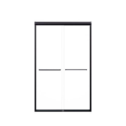 44"-48"W*72" H Semi-Frameless Double Sliding Shower Door, Bypass Shower Door, 1/4" (6mm) Thick SGCC Tempered Glass Door, Matte Black