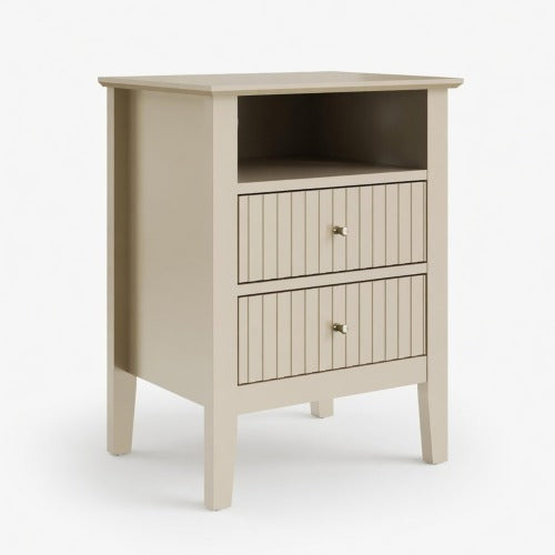 18inch Beige Fluted 2-Drawer Nightstand