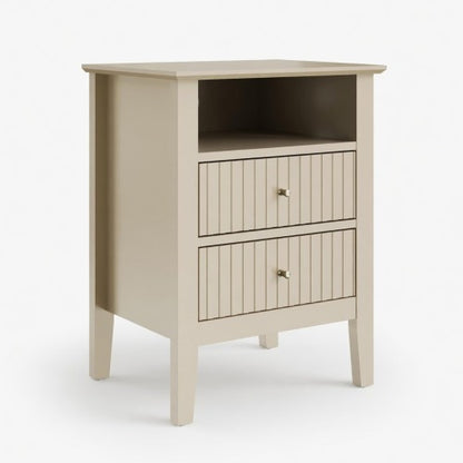 18inch Beige Fluted 2-Drawer Nightstand