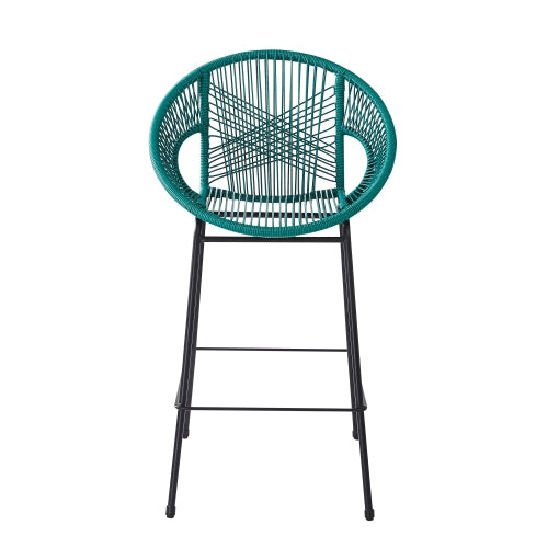 Ferrara Outdoor Patio Teal Faux Wicker Barstool, Set of 2