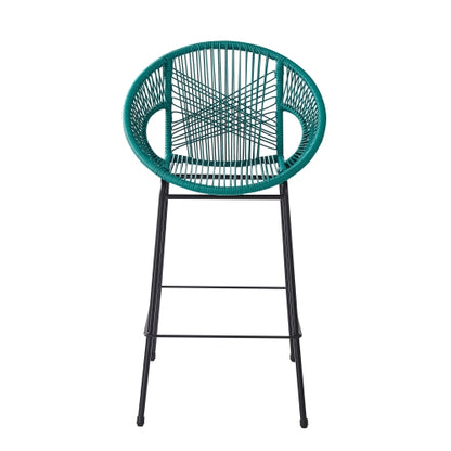 Ferrara Outdoor Patio Teal Faux Wicker Barstool, Set of 2