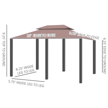 Outsunny 10' x 13' Patio Gazebo, Outdoor Gazebo Canopy Shelter with Curtains, Vented Roof, Steel Frame for Garden, Lawn, Backyard and Deck, Khaki