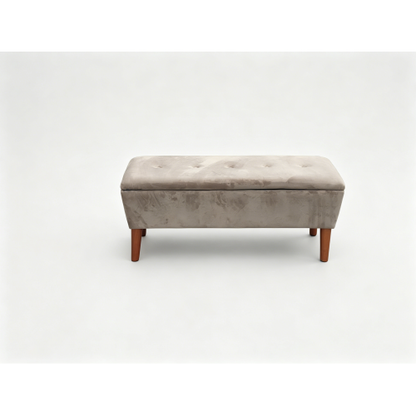 42 Inch Rectangular Linen Ottoman Bench, Solid Wood Tapered Legs, Multi-Use End of Bed & Entryway Shoe Ottoman