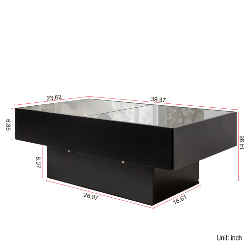Extendable Coffee Table with Sliding Top & Hidden Storage, Wooden Center Table