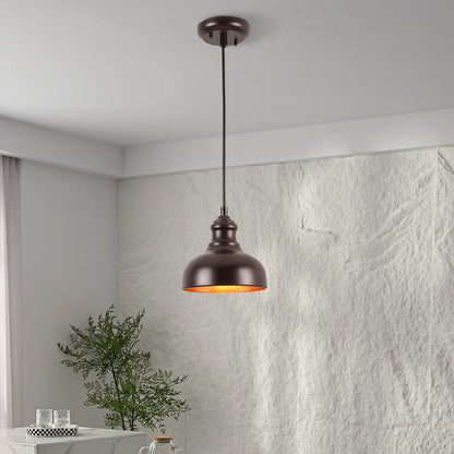 100-Watt 1-Light Black and Brass Finish Pendant Light with Metal Shade and No Light Bulbs Included.