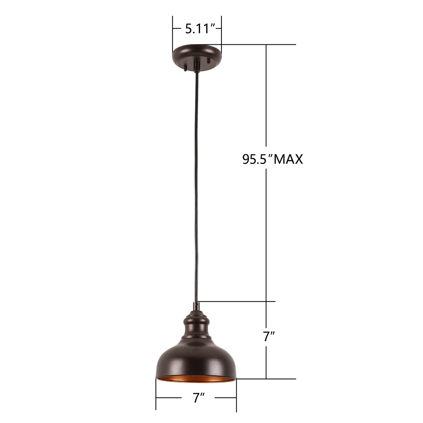100-Watt 1-Light Black and Brass Finish Pendant Light with Metal Shade and No Light Bulbs Included.