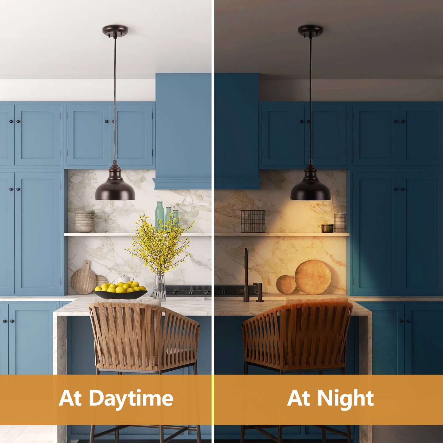 100-Watt 1-Light Black and Brass Finish Pendant Light with Metal Shade and No Light Bulbs Included.