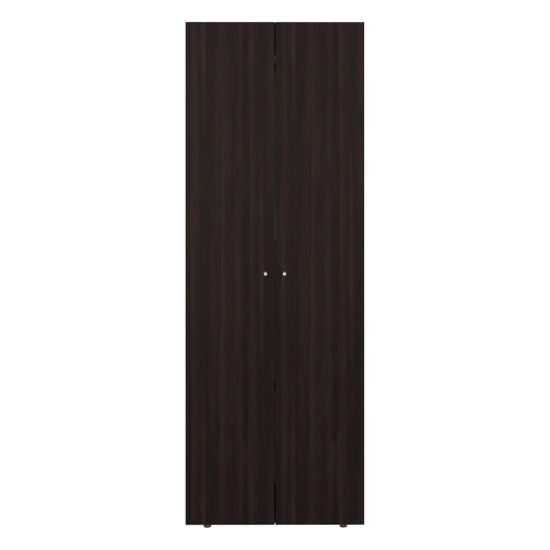 Home 2 Doors Closet System Armoire, Hanging Rod and Storage Shelf, Modern Armoire for Bedroom Organization Storage, Stained Walnut
