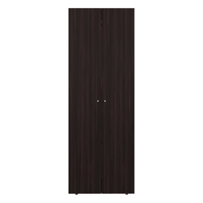 Home 2 Doors Closet System Armoire, Hanging Rod and Storage Shelf, Modern Armoire for Bedroom Organization Storage, Stained Walnut