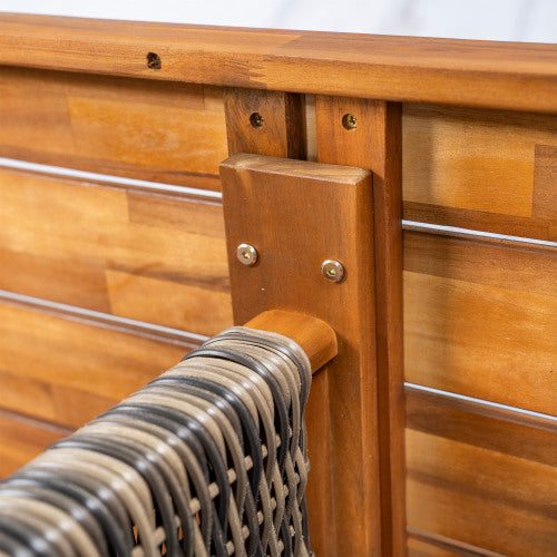 Outdoor Acacia Wood Dining Table,Teak Finish+ Grey Wicker