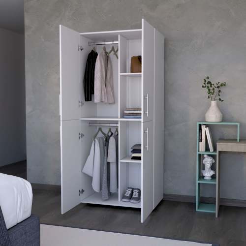 White 4-Door Armoire