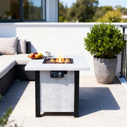 25" H Outdoor Patio Propane Gas Fire Pit Table - 50,000 BTU High-temperature-resistant carving process for environmentally friendly materials with the effect of charcoal grain