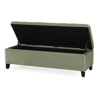 50.5 Inch Fabric Rectangular Storage Ottoman Bench, Upholstered Footrest with Birch Wood Legs, 250 LBS Load Capacity