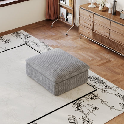 Grey Modular Compression Ottoman, Frameless High Density Sponge Foot Stool, Vacuum Packed Zero Assembly