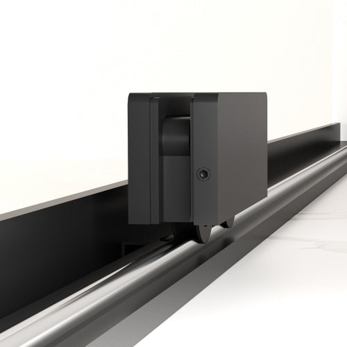 56-60" W x 72" H Semi-Frameless Sliding Shower Door, 5/16"(8mm) Clear SCGG Tempered Glass, Matte Black Finish, Cut Adjustable Width 4"