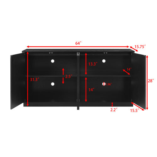 Modern 64 inch TV Stand with Magnetic Doors and Adjustable Storage