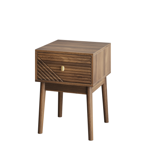 Walnut Medieval-Modern 2-Piece Nightstand Set