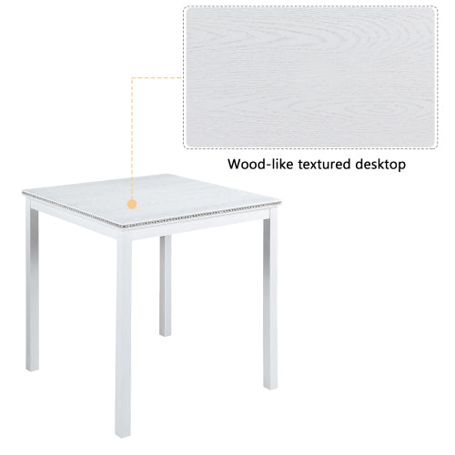 Square Counter Height Table with Crystal Inlay, White