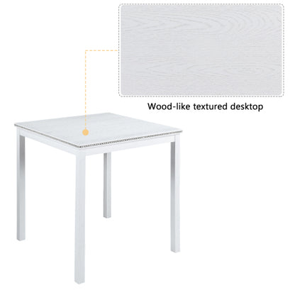 Square Counter Height Table with Crystal Inlay, White