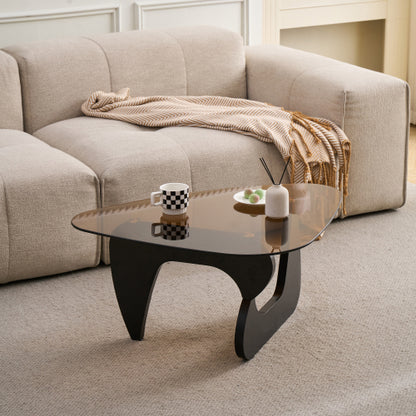 Small Farmhouse Glass Coffee Table, Black