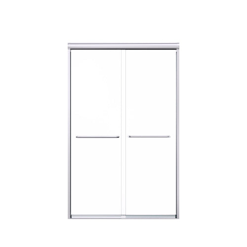 44"-48"W*72" H Semi-Frameless Double Sliding Shower Door, Bypass Shower Door, 1/4" (6mm) Thick SGCC Tempered Glass Door, Chrome