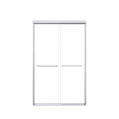44"-48"W*72" H Semi-Frameless Double Sliding Shower Door, Bypass Shower Door, 1/4" (6mm) Thick SGCC Tempered Glass Door, Chrome